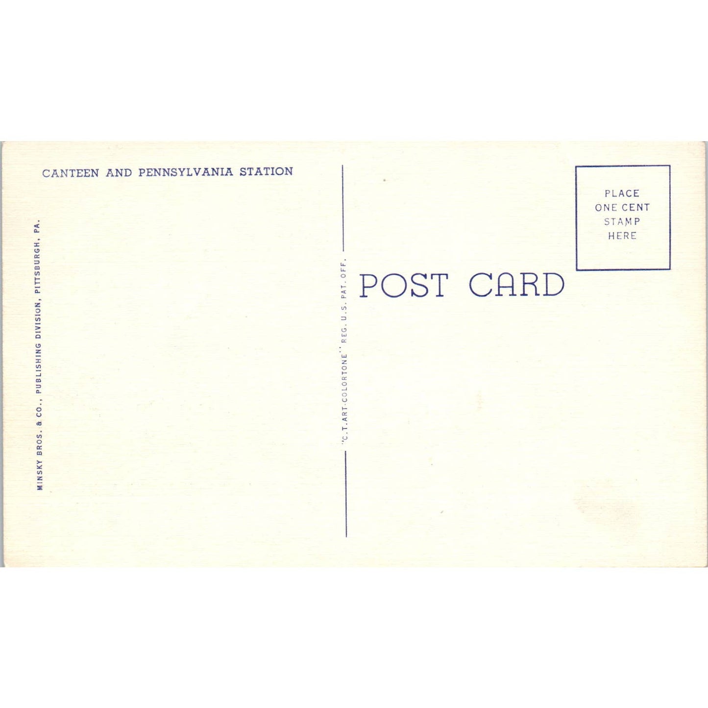 Vintage Postcard Canteen and Pennsylvania Station Pittsburgh PA TD8-P2