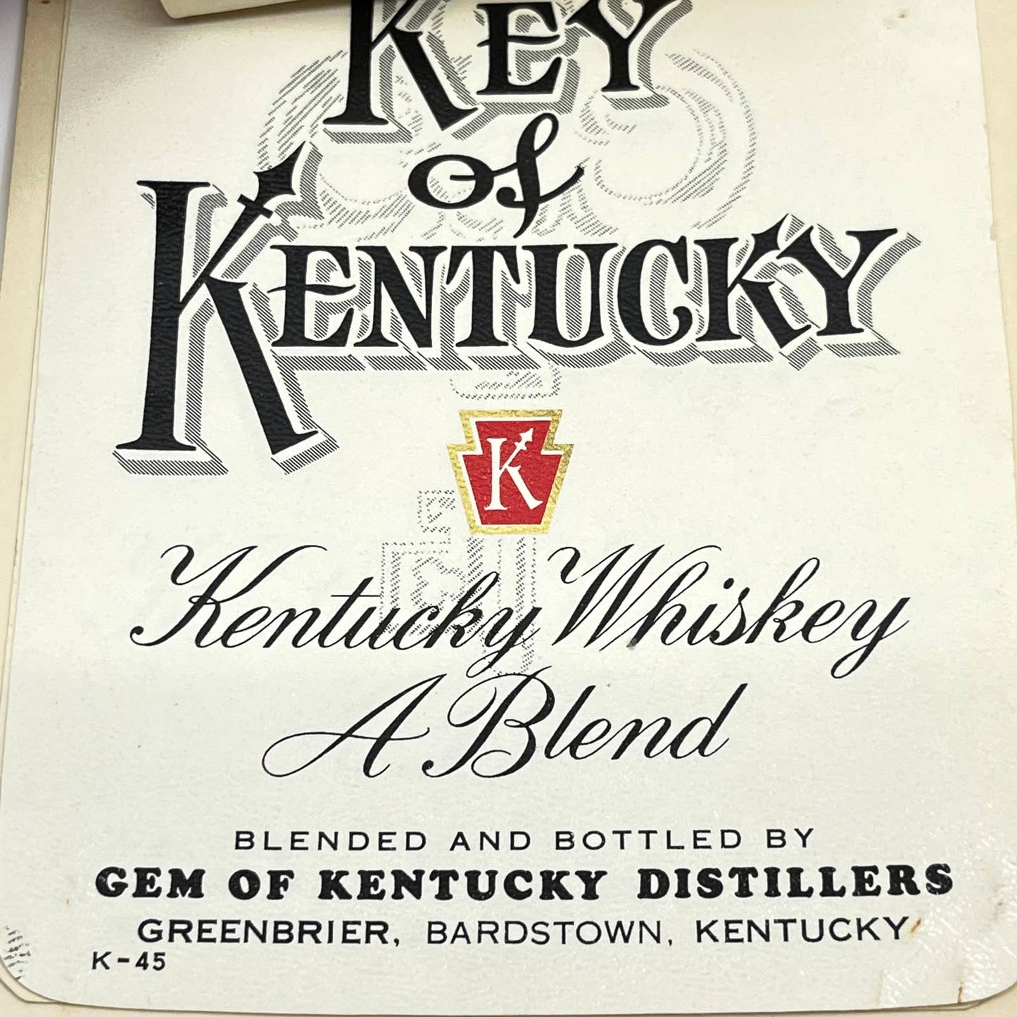 Key of Kentucky Whiskey Label Set of 3 Gem of Kentucky Distributors Greenbrier