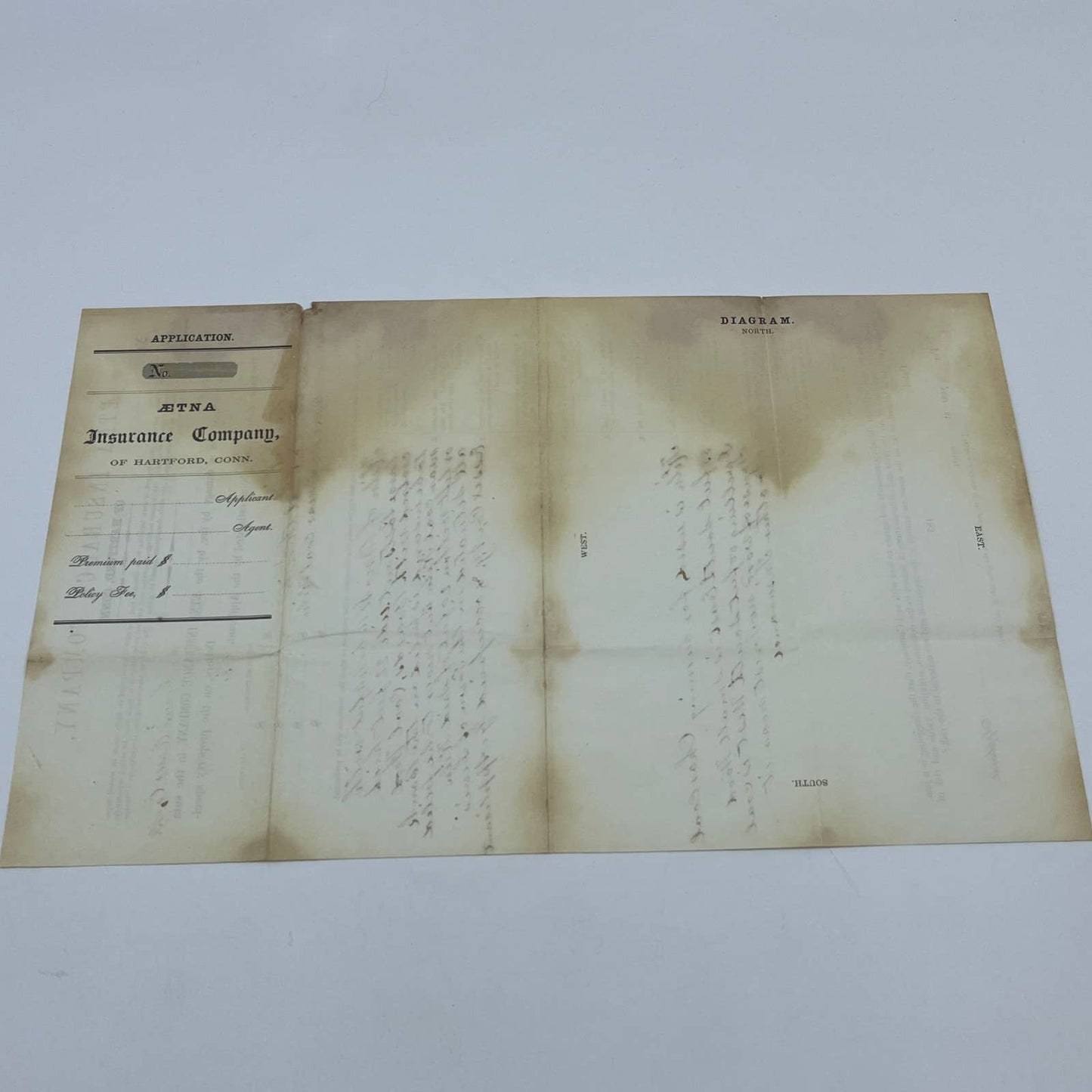 1850s Ætna Aetna Insurance Policy for Coal Kiln Hartford Conn AC2