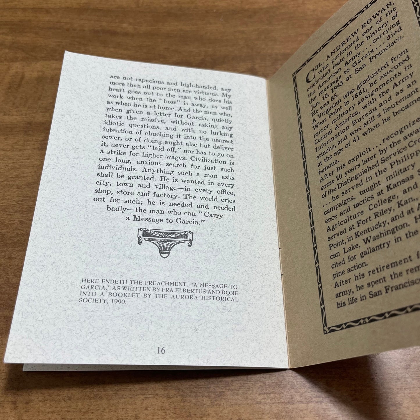 Vtg “A Message to Garcia” Elbert Hubbard Booklet - Elbert Hubbard Museum H4-4