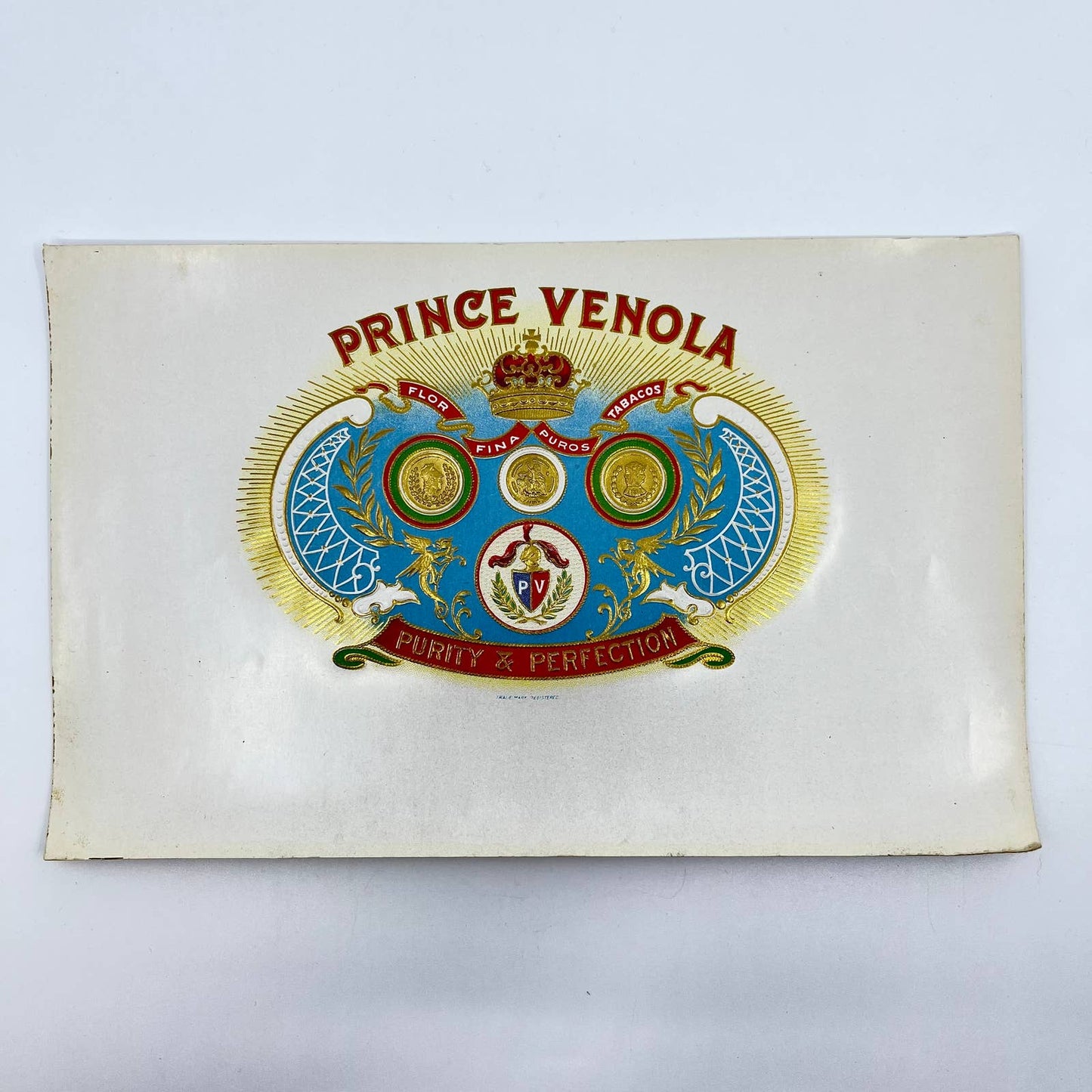 Vintage Prince Venola - Cigar Box Label Embossed AA8