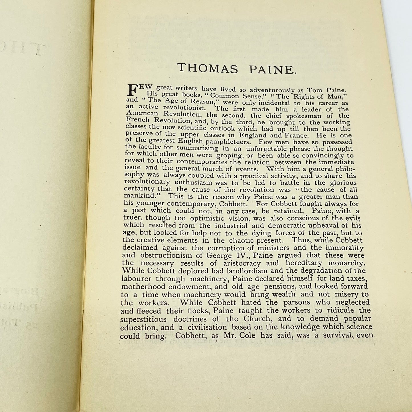 1925 THOMAS PAINE Biographical Series Fabian Tract No. 217 London L1-5