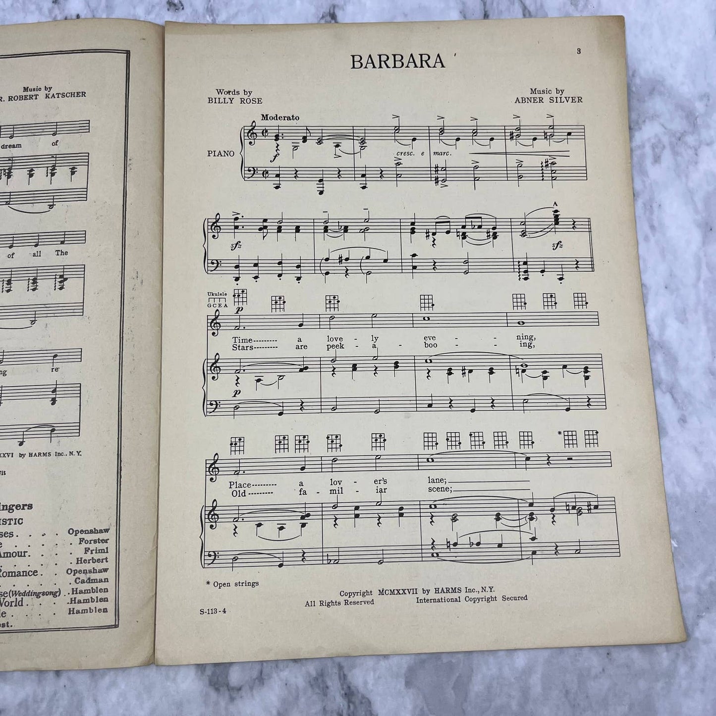 BARBARA Billy Rose Abner Silver 1920s Sheet Music Flapper Art TH5