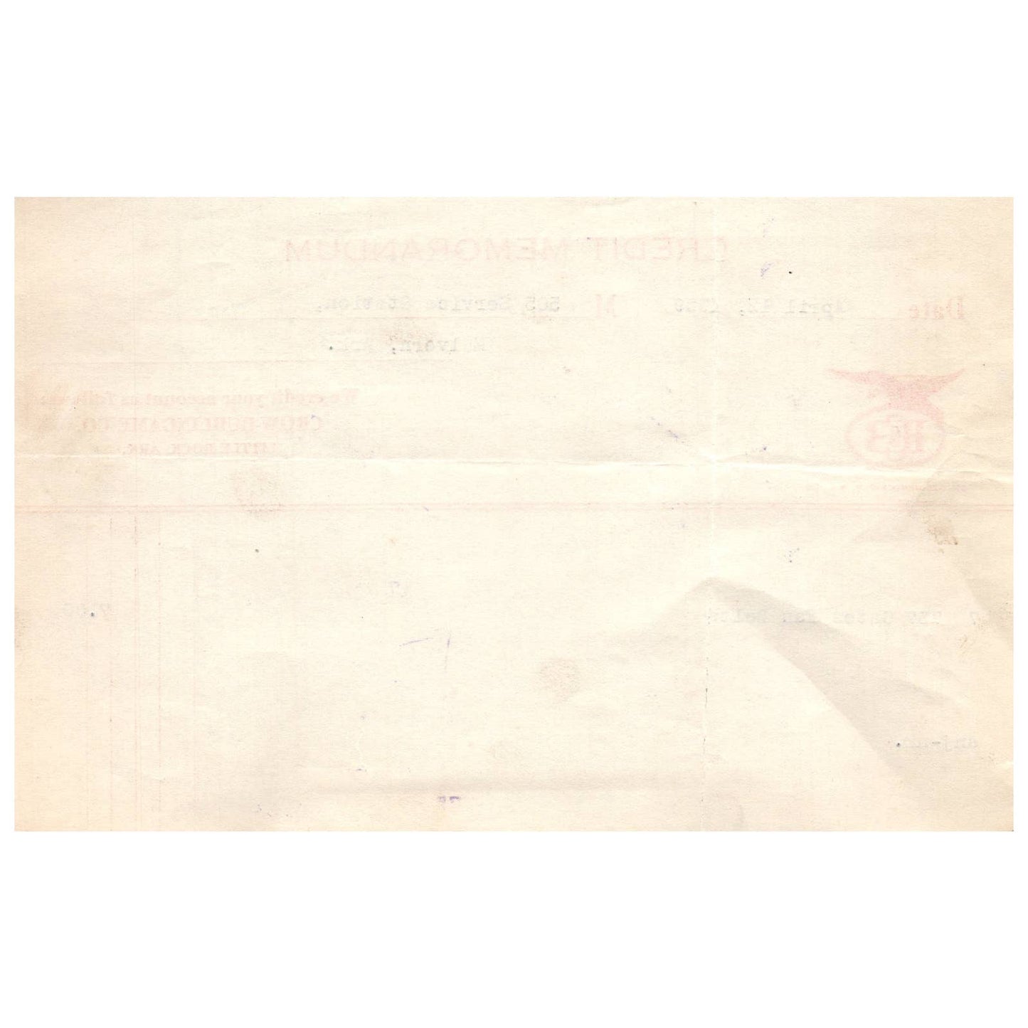 1929 CROW-BURLINGAME CO. Automotive Equipment Credit Memorandum Little Rock AC9