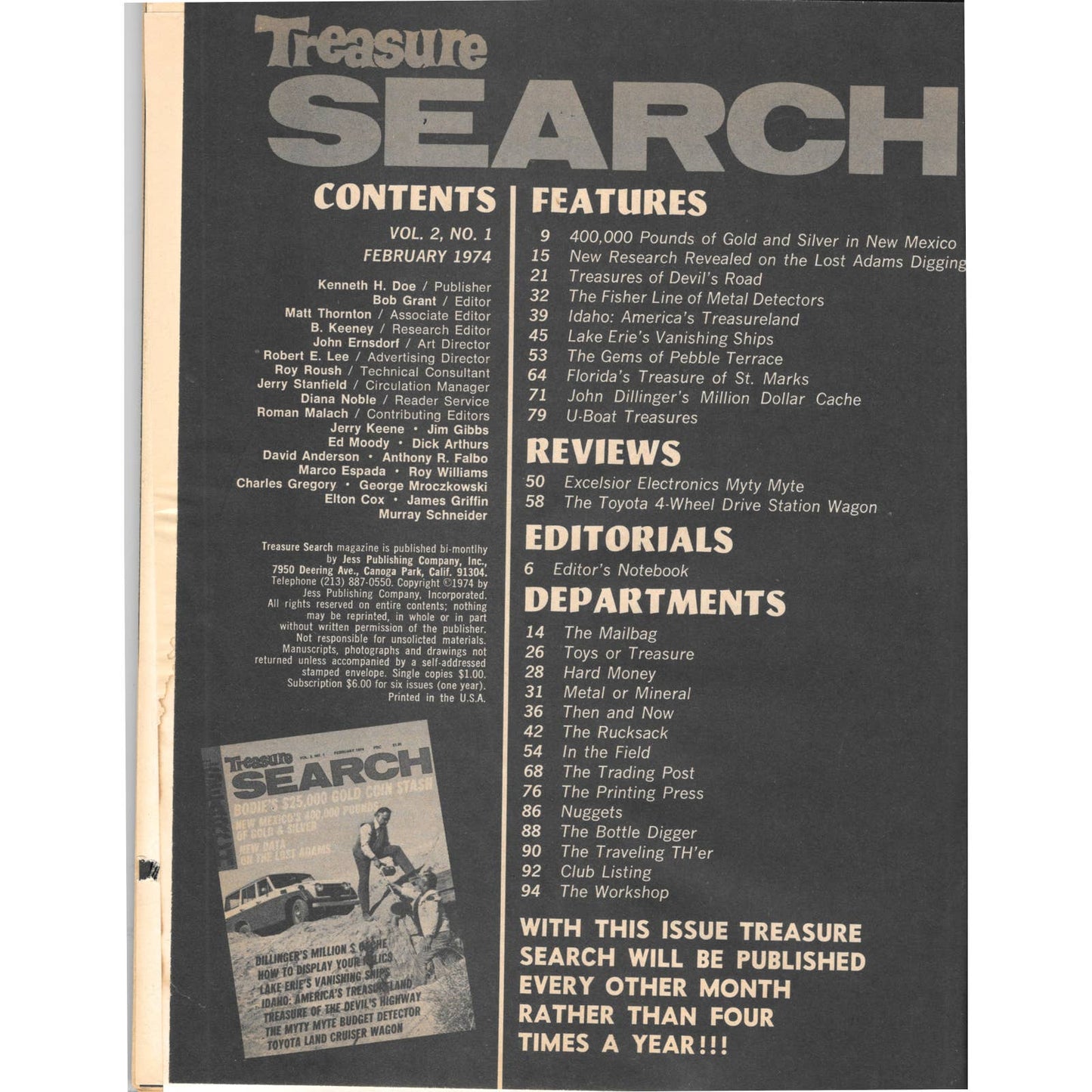 Treasure Search Magazine - Treasure Hunting Mining Metal Detecting Feb 1974 M4