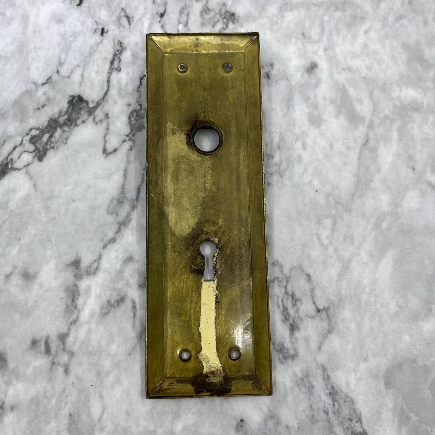 Antique Brass Door Backplate Escutcheon Art Deco Architectural Salvage TH1-1