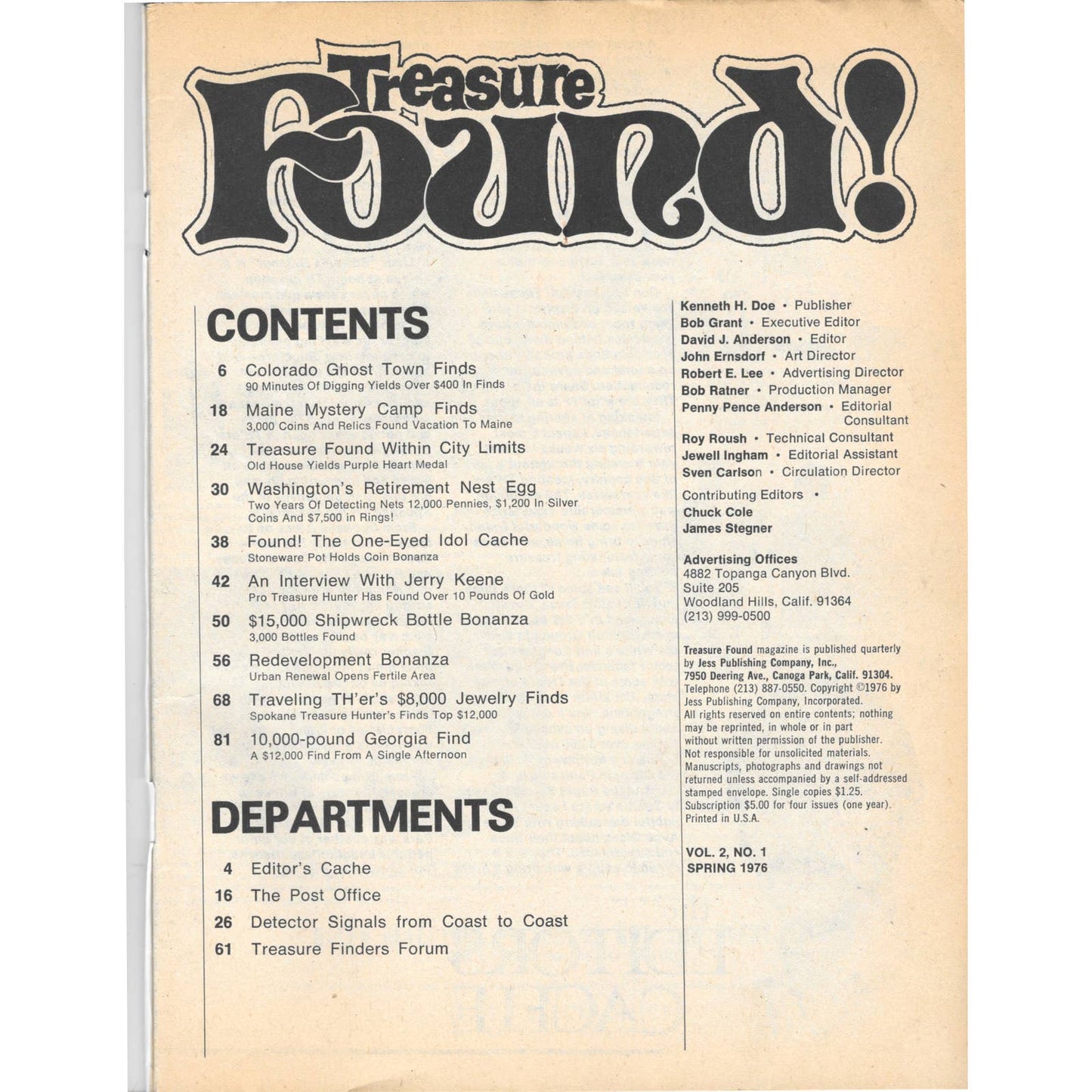 Treasure Found! Magazine - Treasure Hunting Metal Detecting Spring 1976 M3
