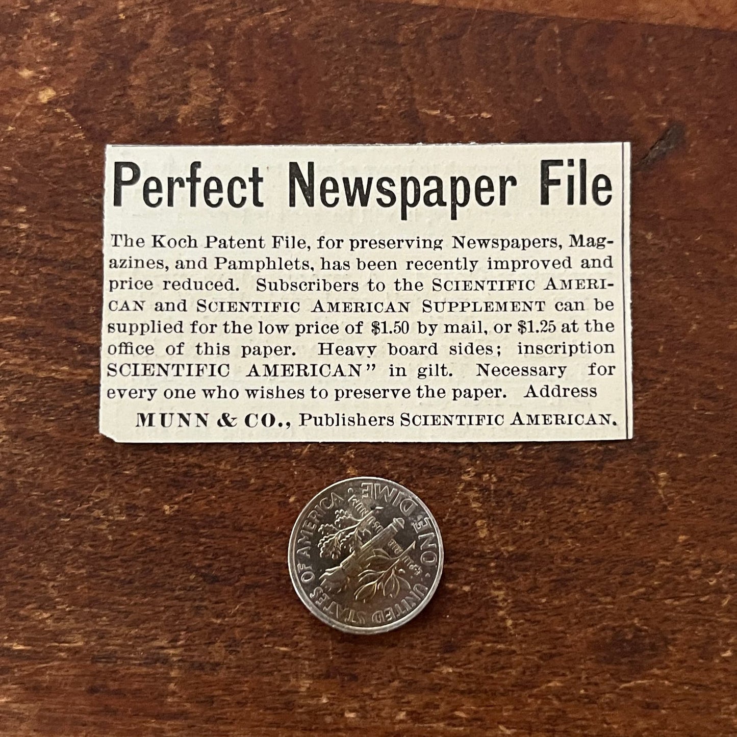 Koch's Perfect Newspaper File Munn & Co Original Advertisement AD8-P28