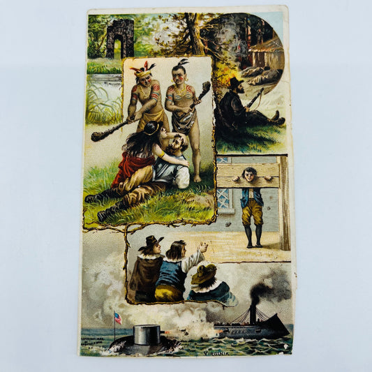 1890s Trade Card Arbuckle Coffee Ariosa NY Natives Steamship Virginia AH9-M9