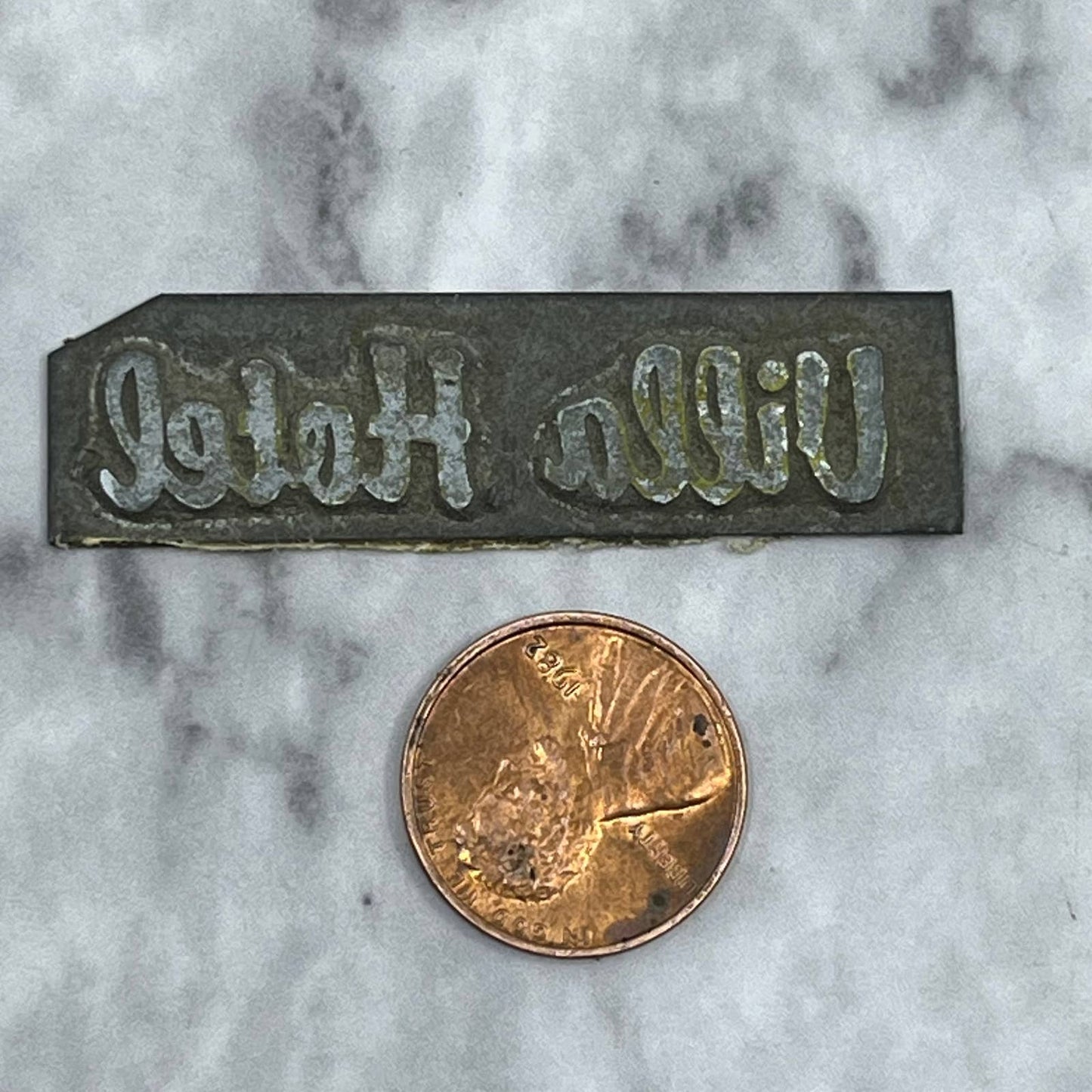 Vintage Printing Letterpress Printers Block Plate Villa Hotel TJ512