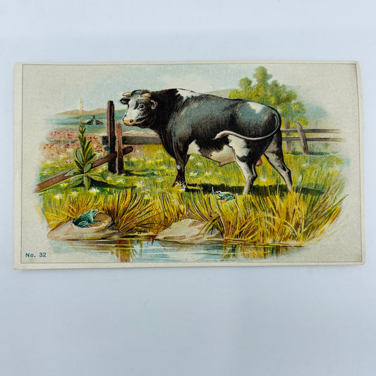1880s Trade Card Commonwealth Life Insurance Louisville KY Cow & Frog AH9-M8