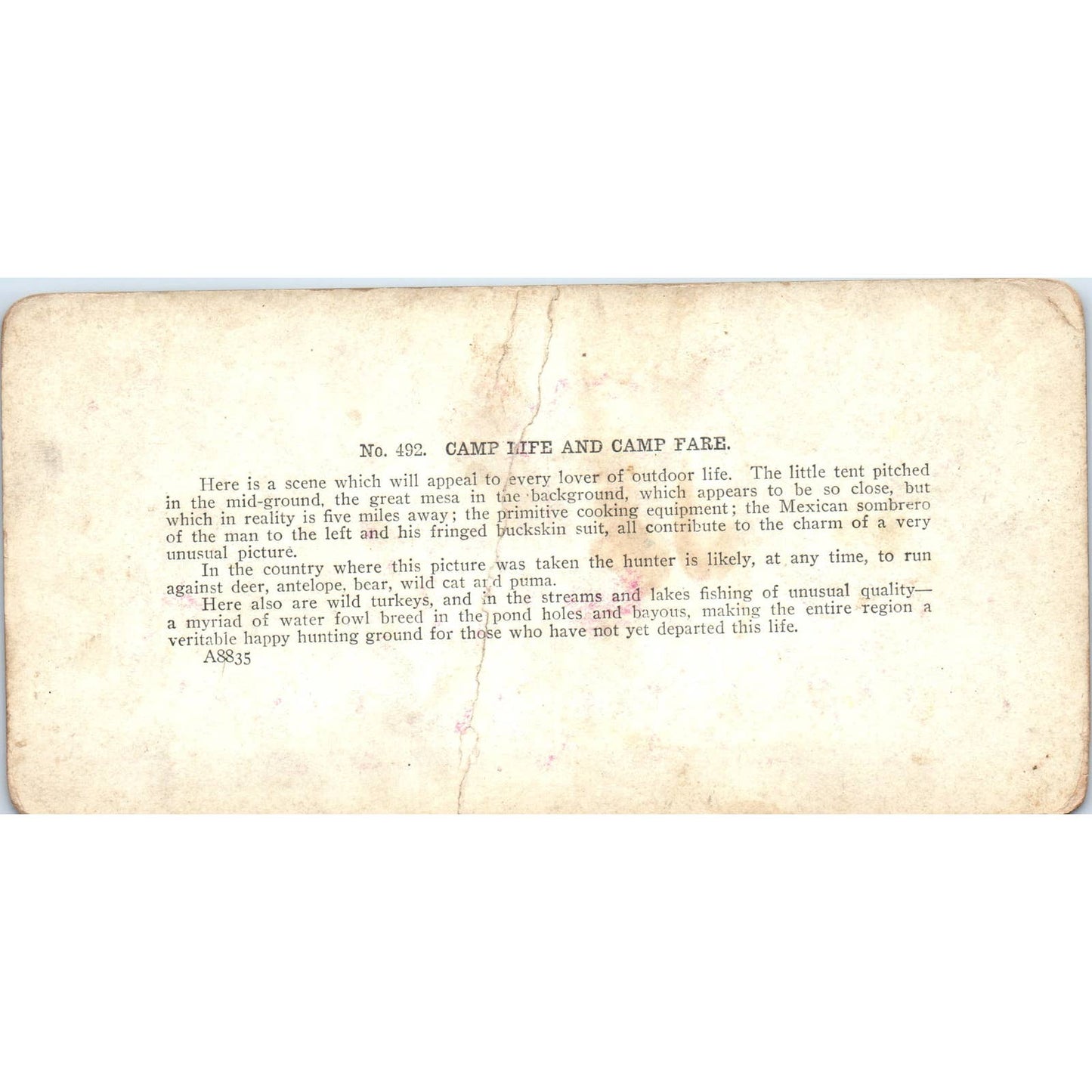 Victorian Hunters at a Campsite Cooking - Antique Stereoview Card TJ1-C1