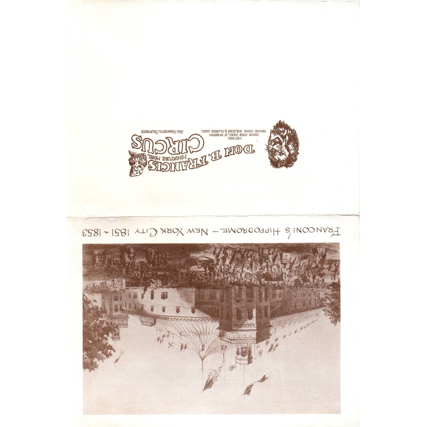 Christmas Card Don B. Francis Miniature Model Circus Franconi's Hippodrome AD4