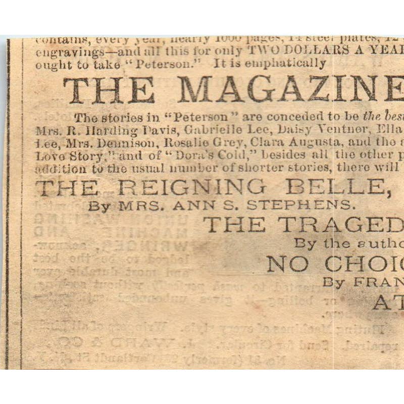 1878 Peterson's Magazine Ad - Wards American Mangles Clothes Iron J. Ward NY SF2