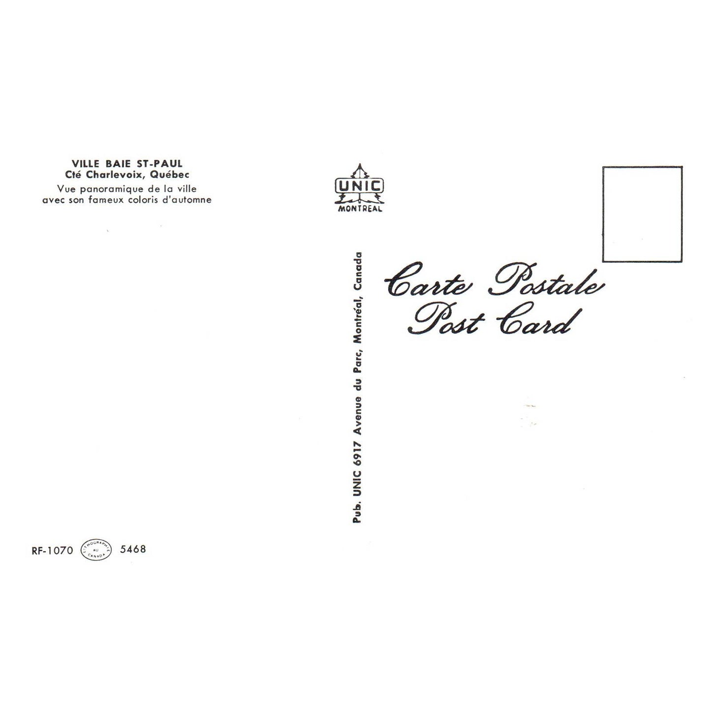 Vintage Postcard - Ville Baie St. Paul Cté Charlevoix Québec TJ7-1