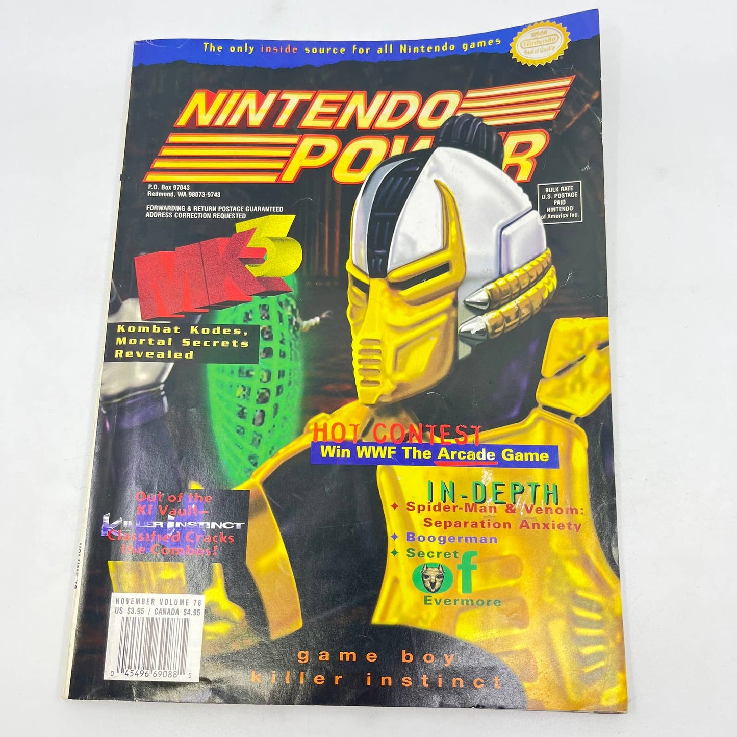 Nintendo Power NOV 1995 Vol #78 Mortal Kombat 3 With Poster TE9