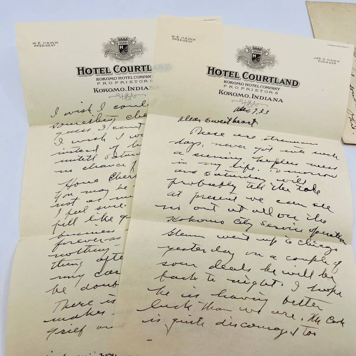 1833 Envelope & Handwritten Letter Hotel Courtland Kokomo Indiana Letterhead EA4