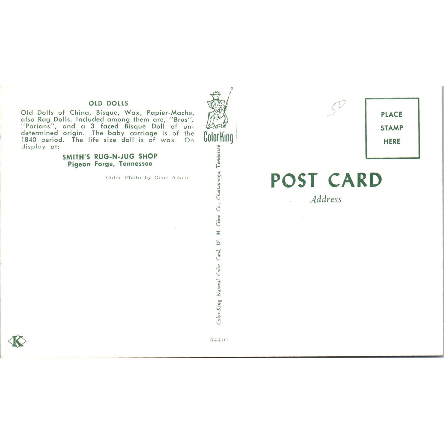 Group of Old Dolls Smith's Rug n' Jug Shop Pigeon Forge TN Original Postcard PB8