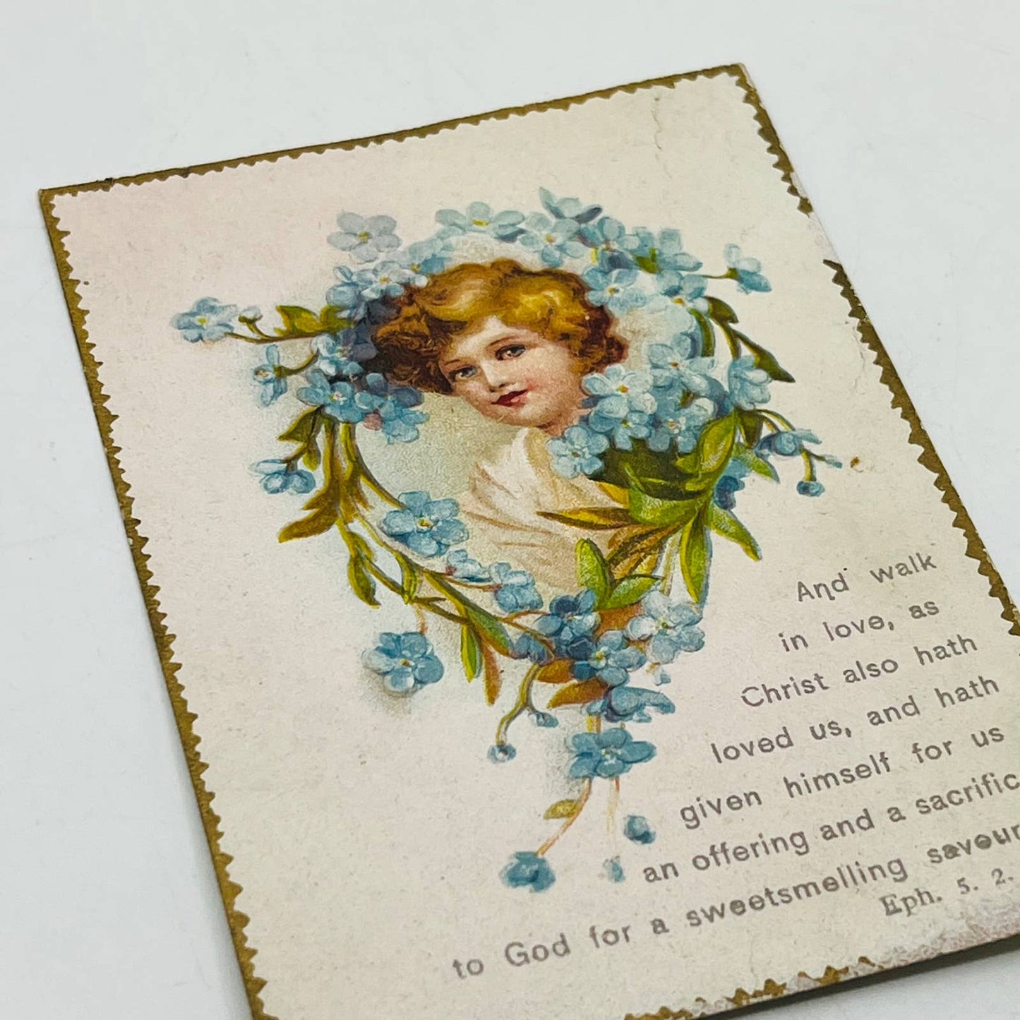 1880s Victorian Christian Holy Prayer Card Ephesians 5:2 Lord’s Prayer Gilt AA2