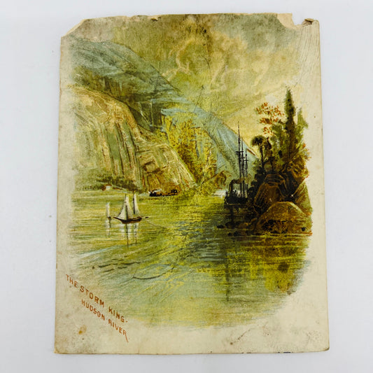 1890 Victorian Trade Card Storm King Hudson River Farmers Bank Louisville AH9-M6