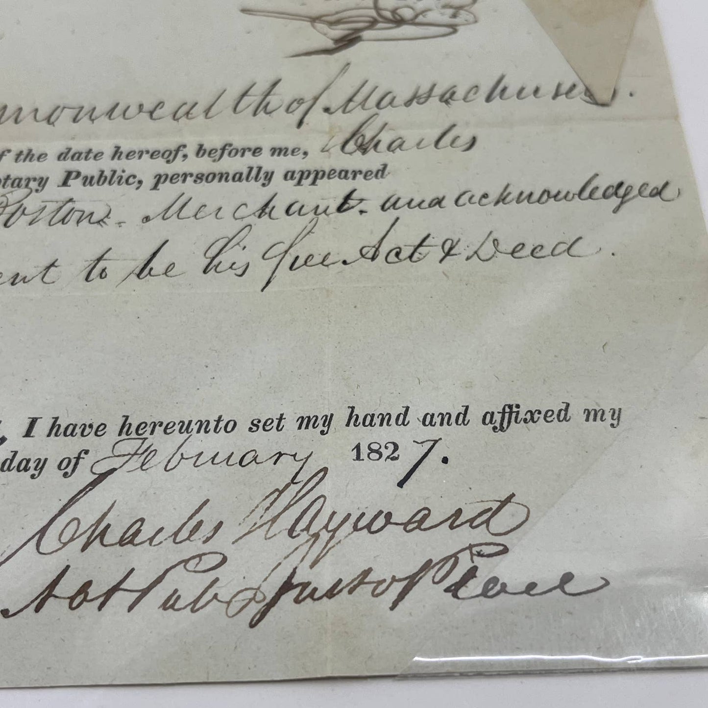 1827 Legal Contract Power of Attorney George W. Talbot NY Charles Hayward TC7