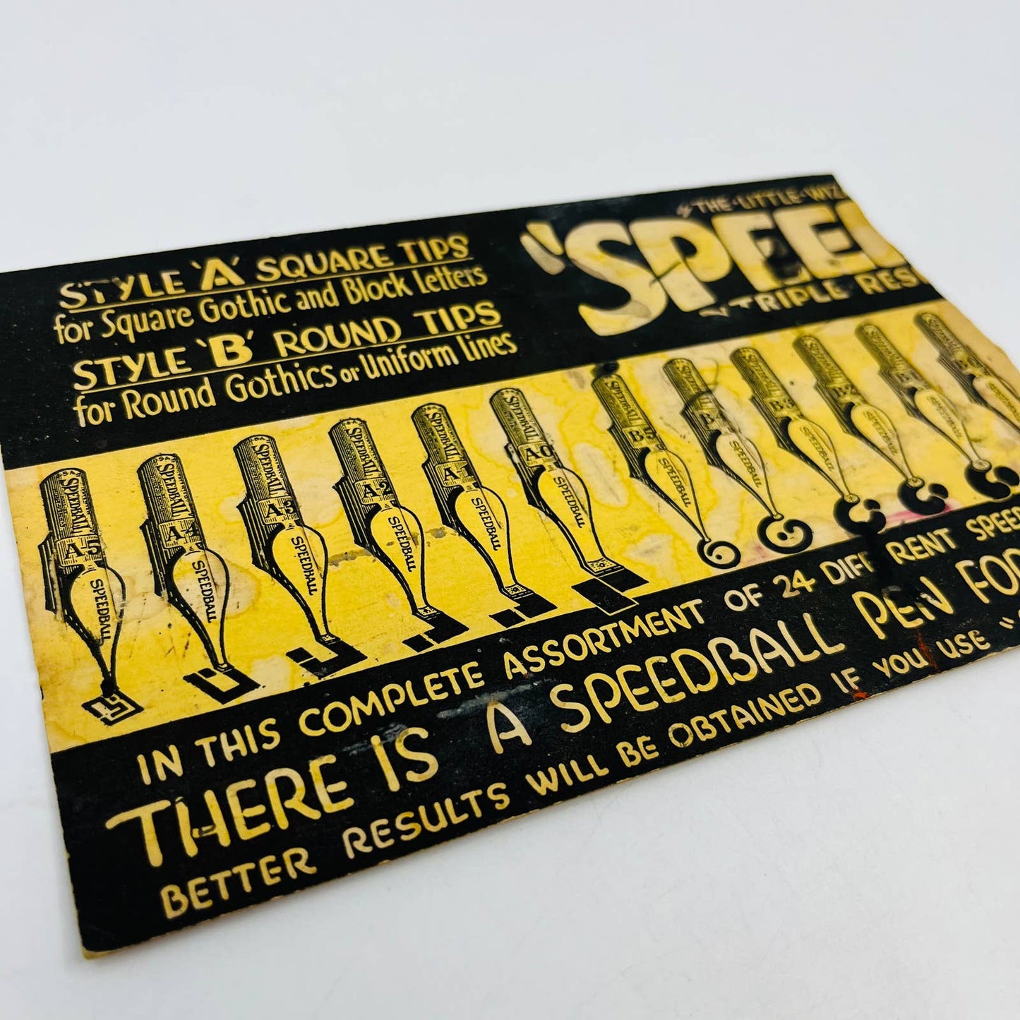 Vtg Speedball Fountain Pen Display Backer Advertising Incomplete C12