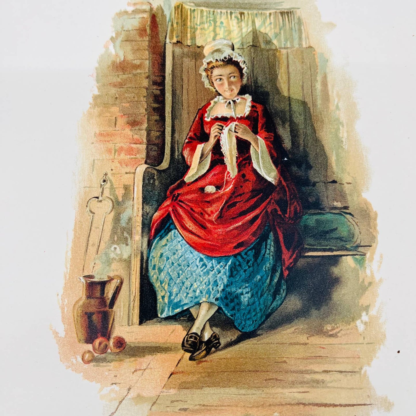 1880s Victorian Art Print Engraving Irving Sleepy Hollow KATRINA VAN TASSEL