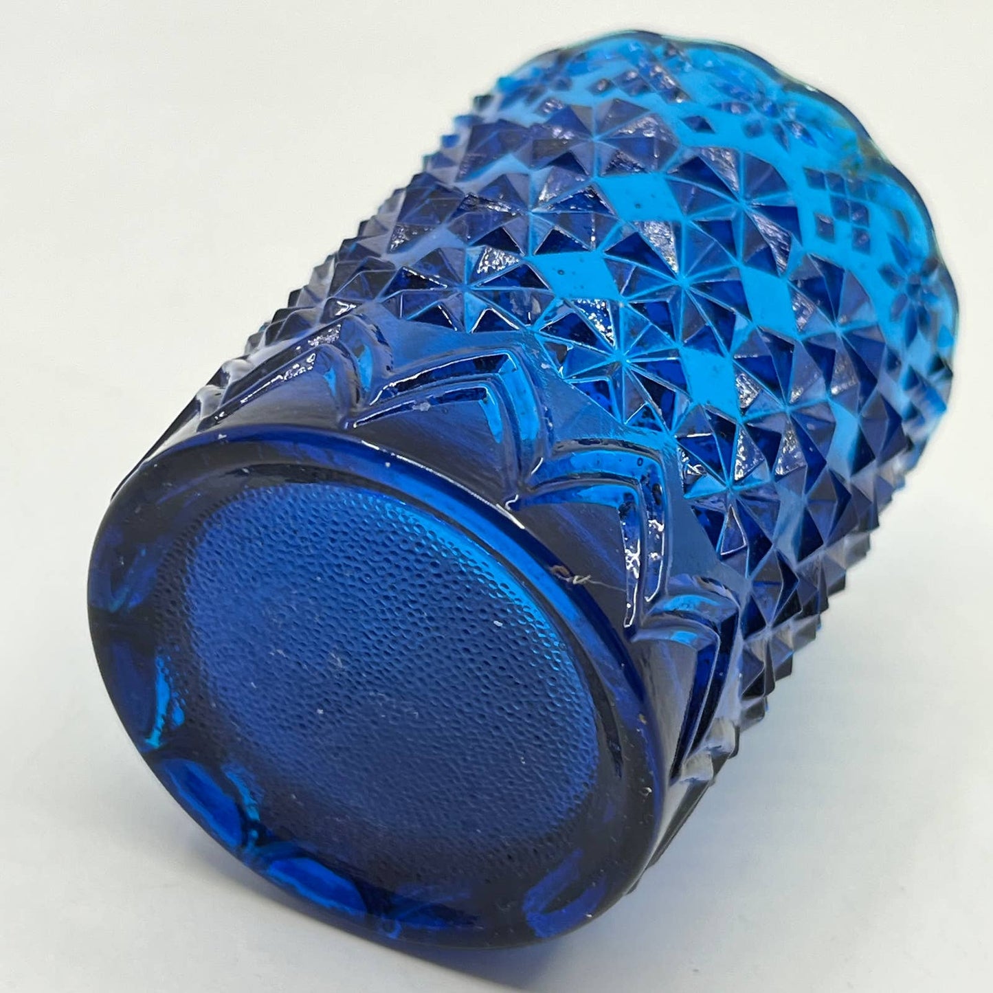 EAPG Cobalt Glass Votive CandleToothpick Holder Diamond Point Hobnail 2.75" TC3