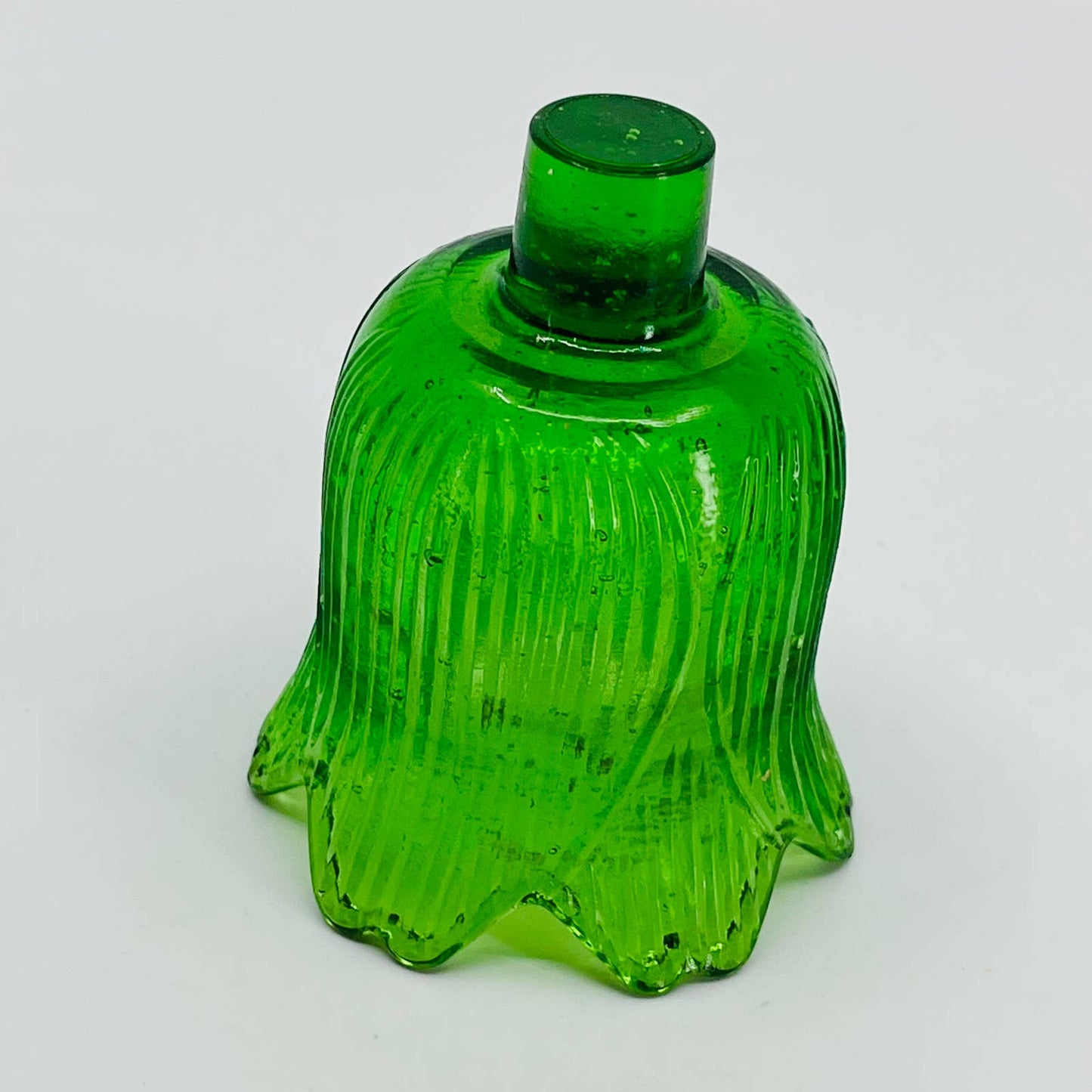 Vintage Green Flower Art Nouveau Glass Peg Votive Candle Holder SA4