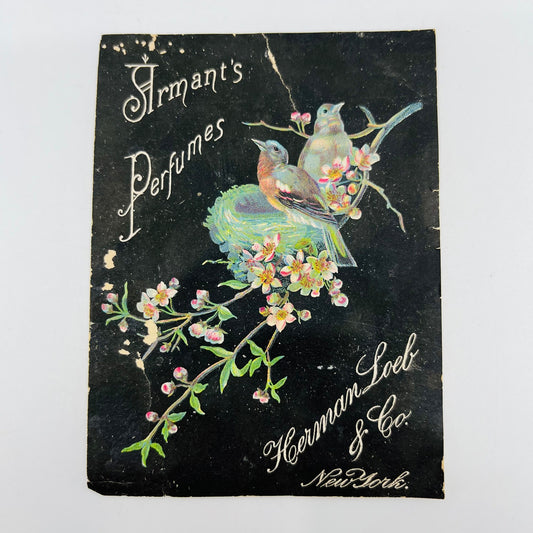 1880s Trade Card Armant’s Perfumes Herman Loeb NY Birds in Nest AH9-M6