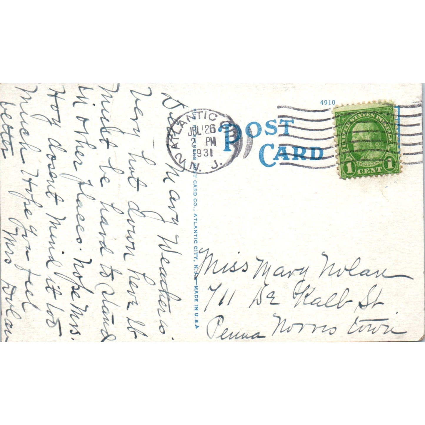 Sand Artist 1931 Virginia Ave. Atlantic City NJ Original Postcard P2-10