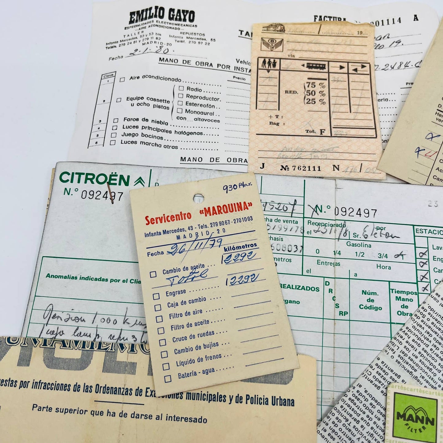 Huge Lot 1970s Citroën Records & Ephemera Servicentro Marquita Madrid Spain C2