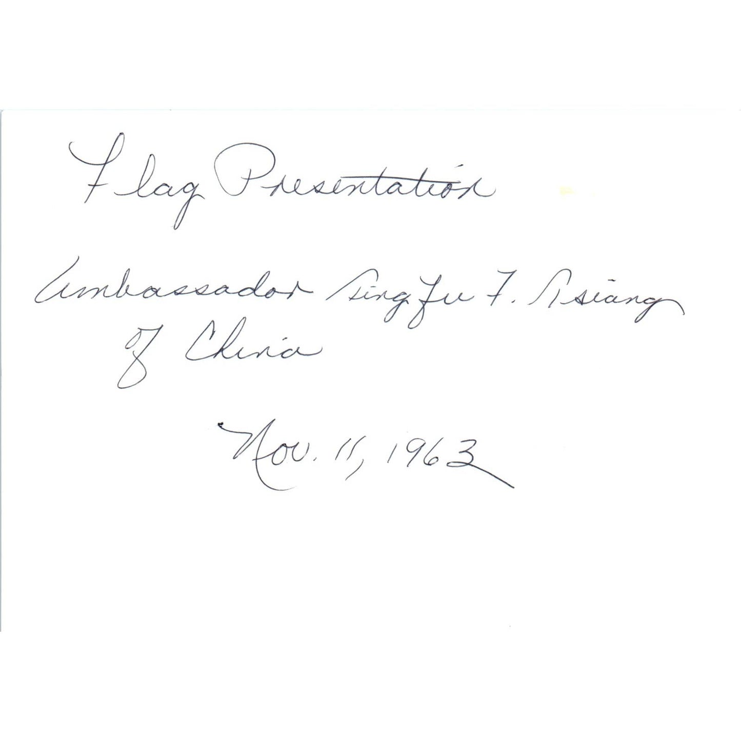 China Ambassador Tsiang Flag Presentation 1963 Original Photo 5x7 TK1-P5