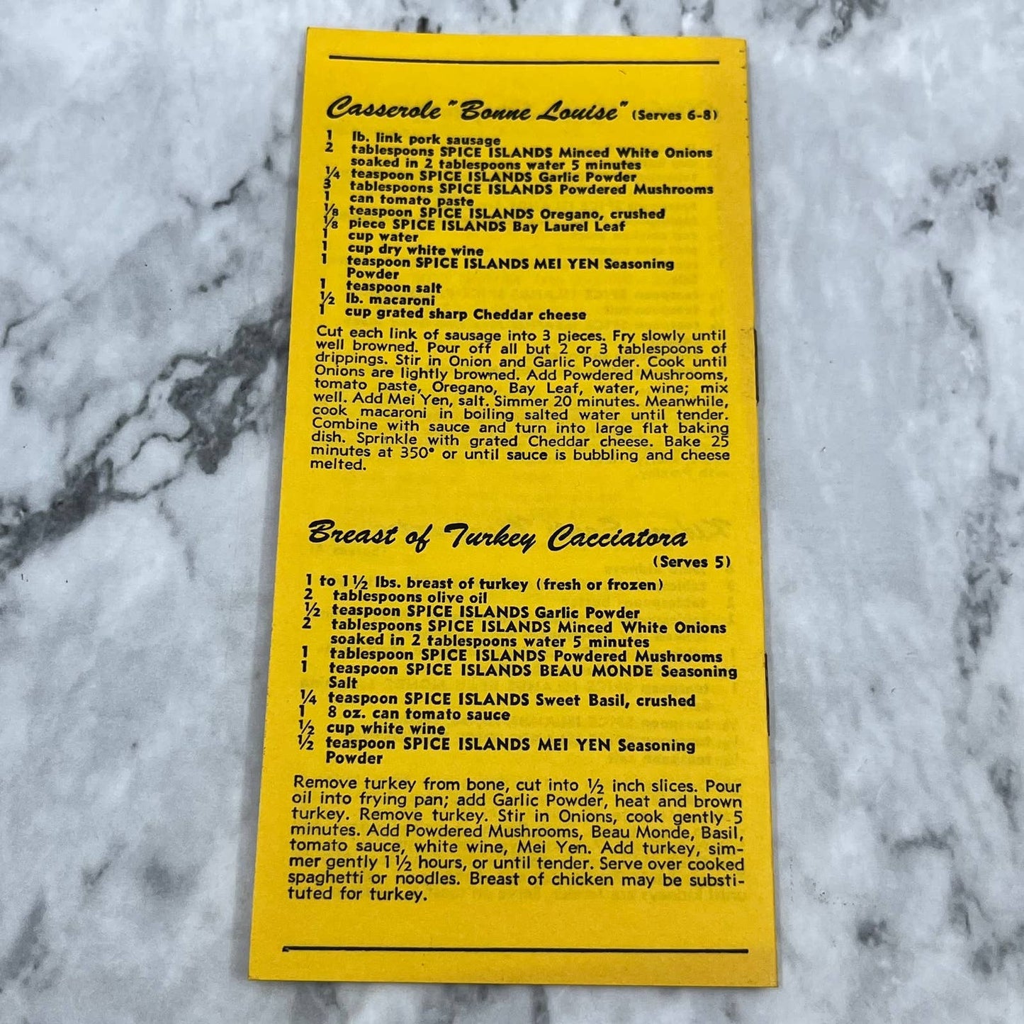 1950 SPICE ISLANDS COMPANY Minced White Onions Recipes Booklet TJ4