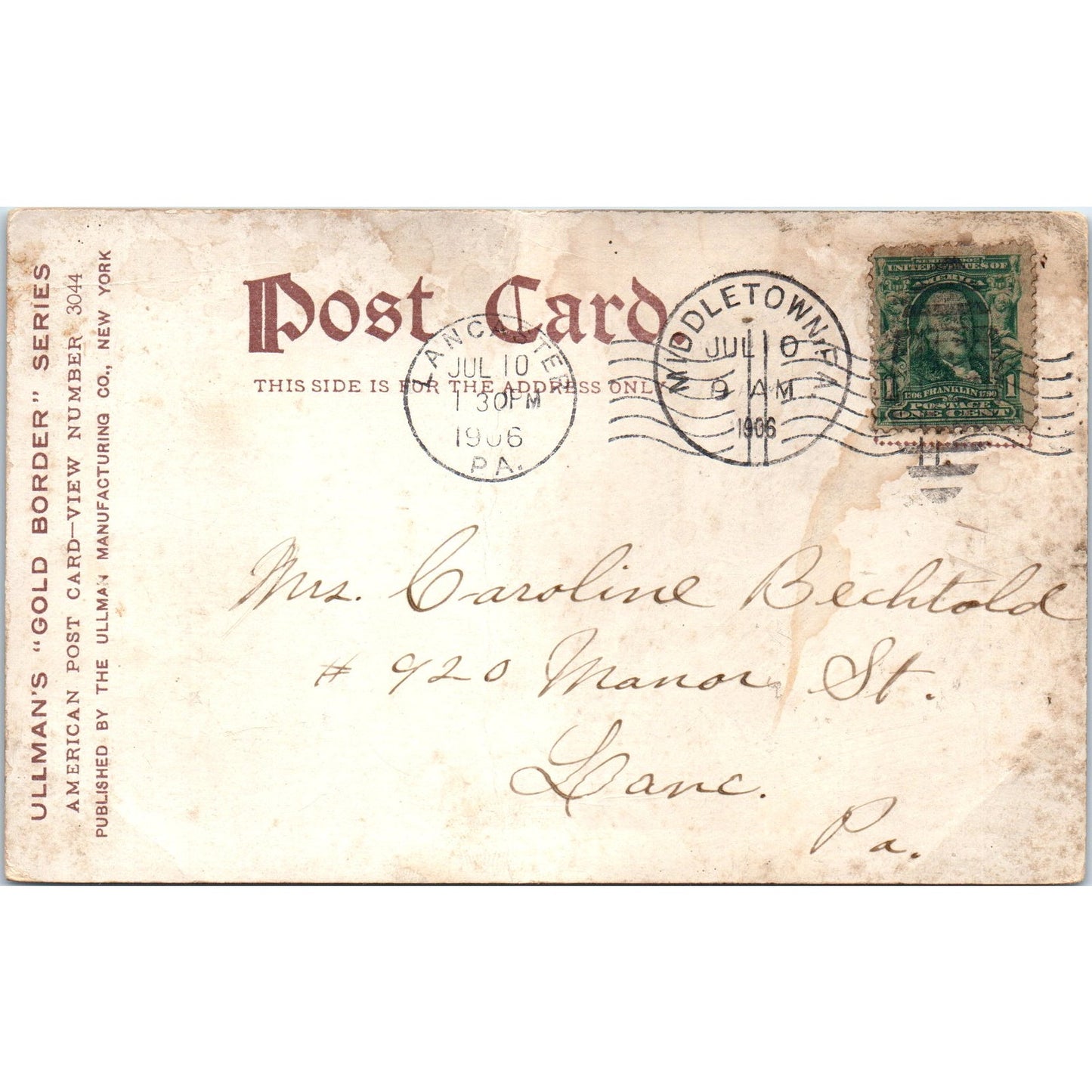 Library of Congress Gilt 1906 Washington D.C. Original Postcard P1-16