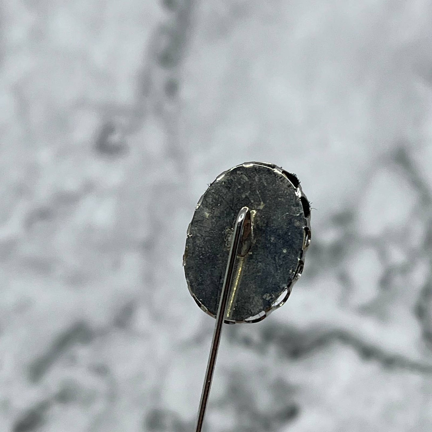 Vintage Victorian Style Silver Tone Black Enamel Sand Dollar Stick Pin SE6