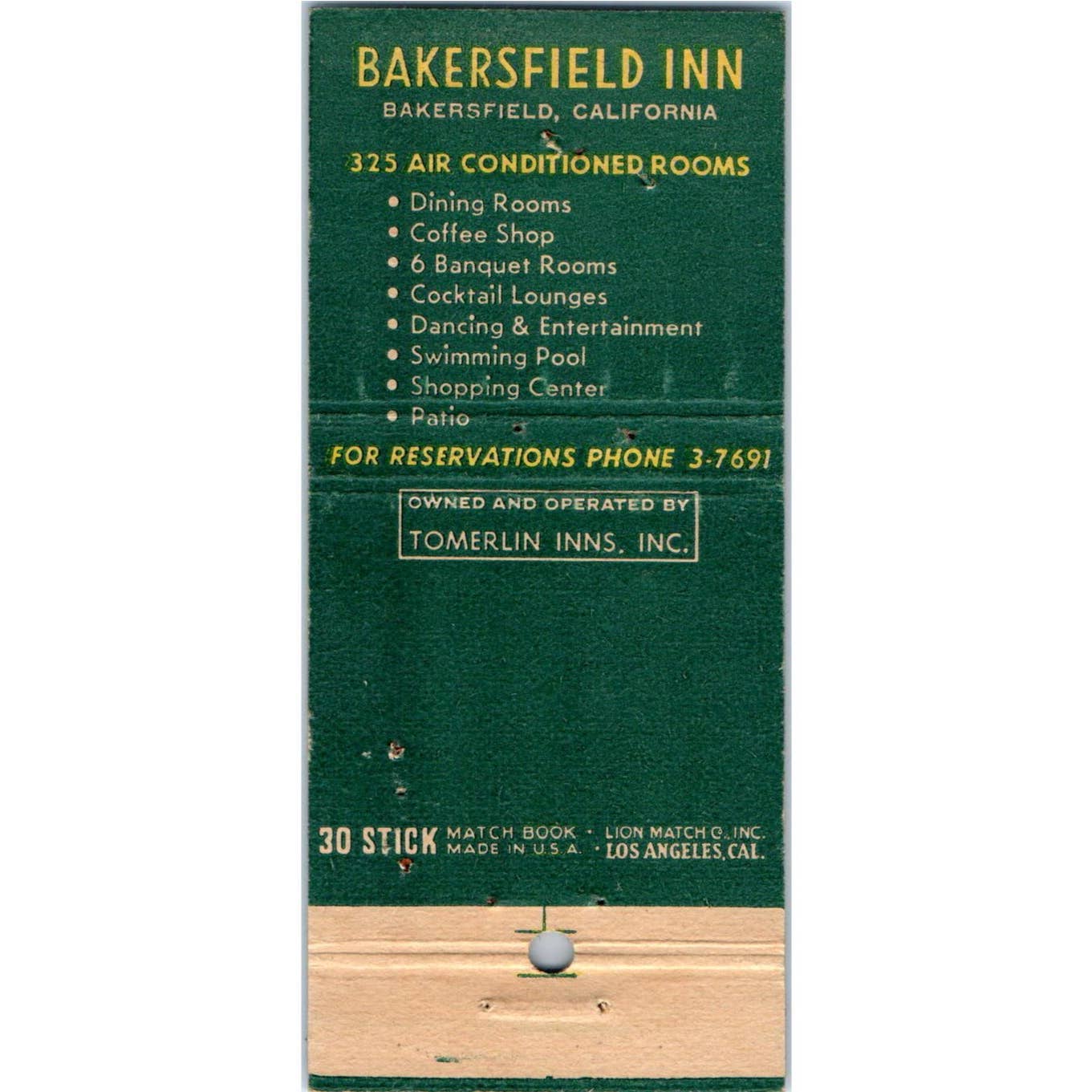 Bakersfield Inn Hwy 99 California Advertising Matchbook Cover SA1-M10