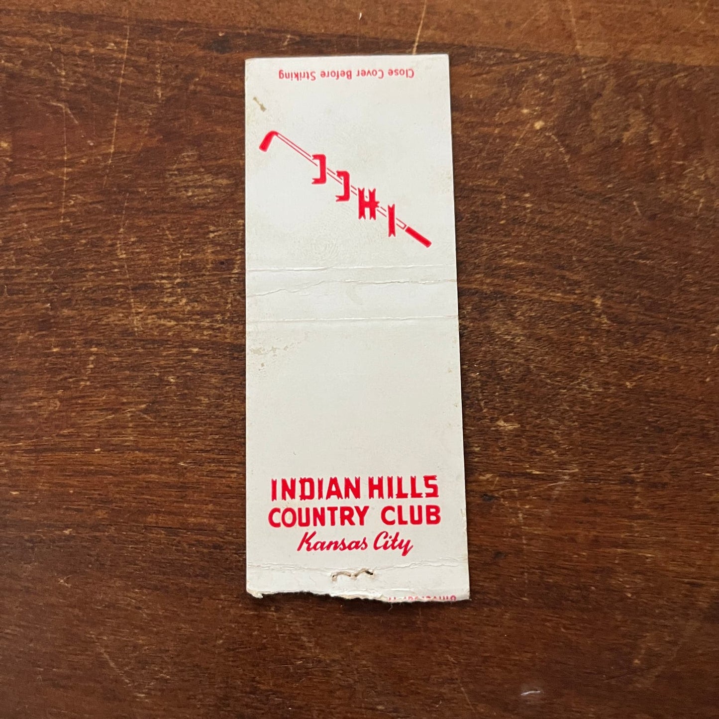 Indian Hills Country Club Kansas City White Advertising Matchbook Cover SB3-M6