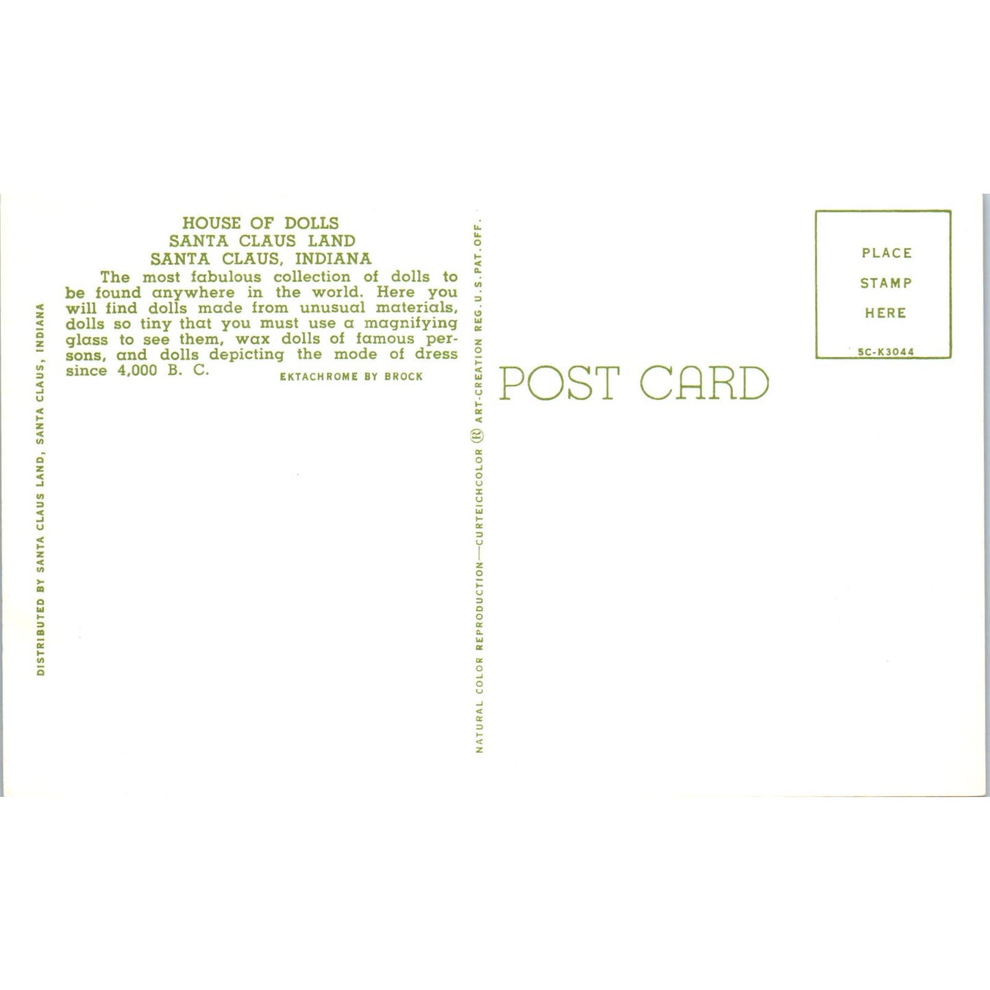 House of Dolls Santa Claus Land Indiana Original Postcard PB7