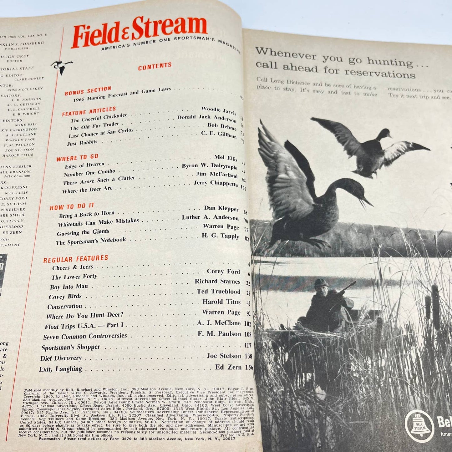 1965 Oct Field & Stream Magazine Best Hunting State By State TE8