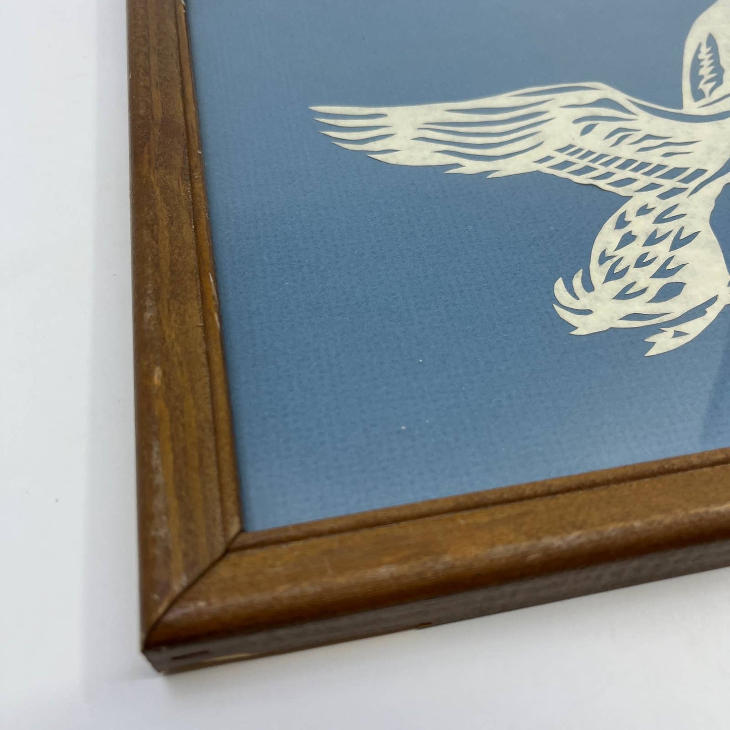 Vintage Signed Scherenschnitte Paper Art Framed Duck Silhouette 10x13" TC3