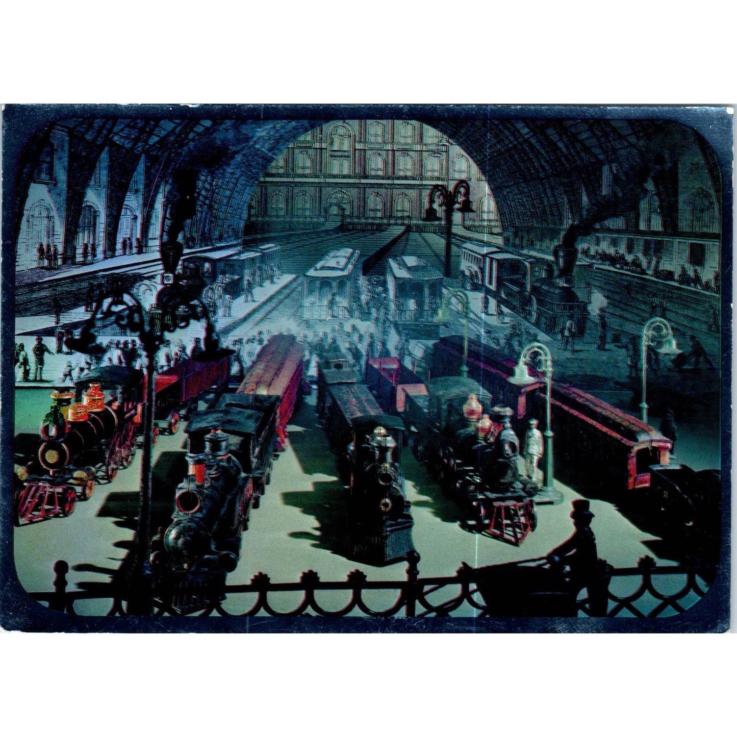 1969 Hallmark Train Station Mechanical Toys Continental Postcard TK1-P18