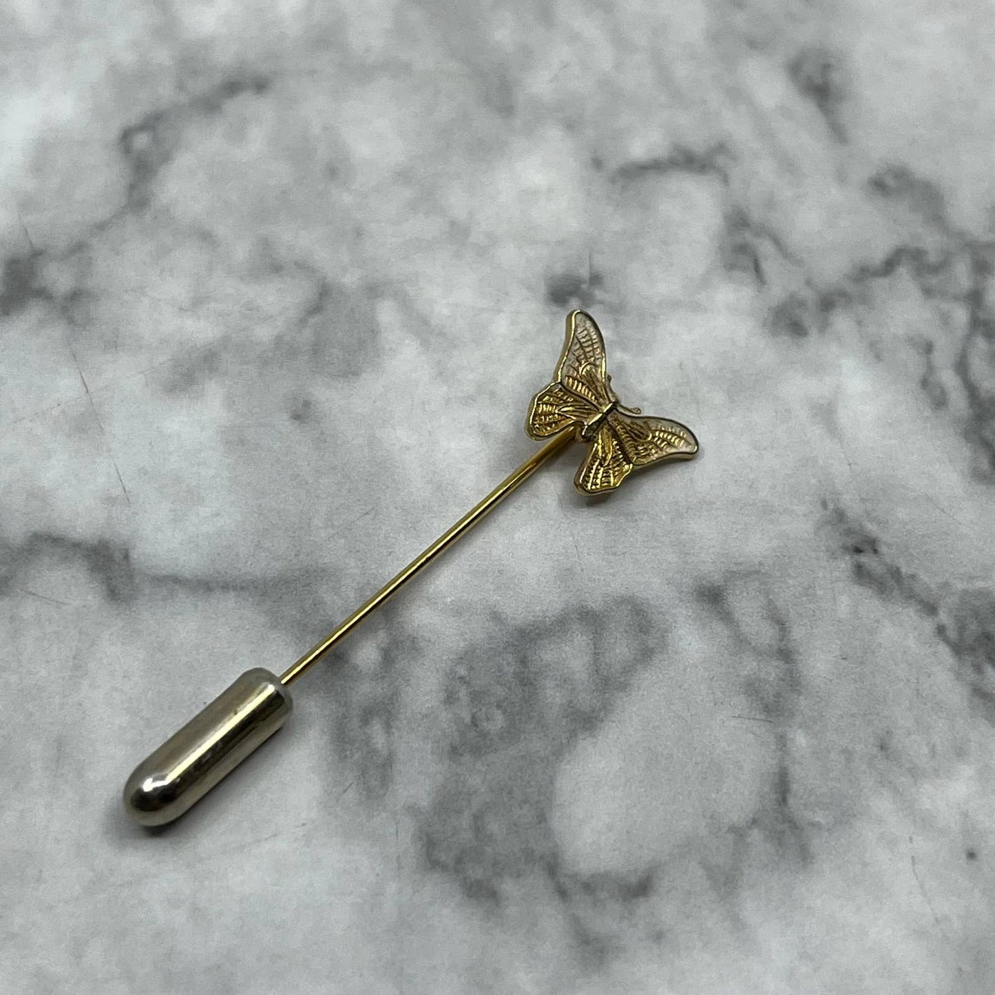 Vintage Gold Tone Butterfly Stick Pin SE6