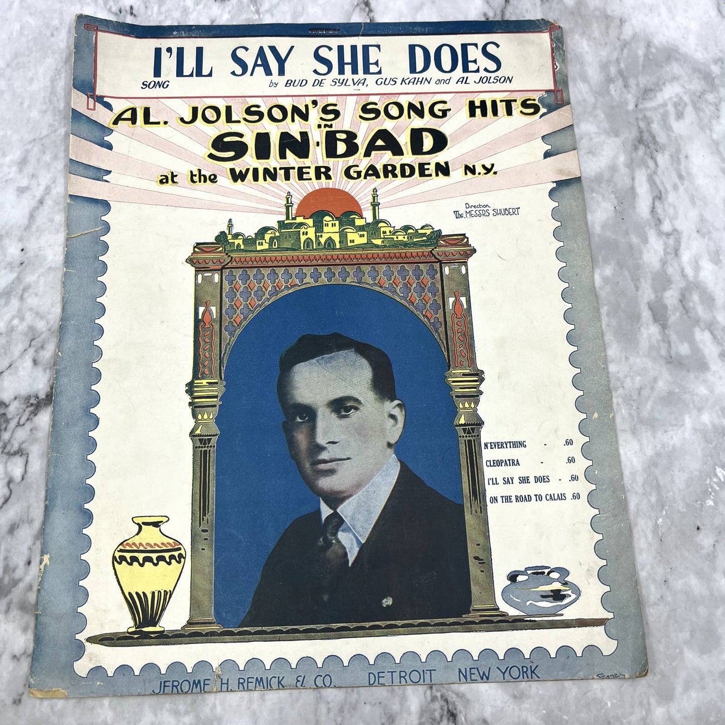 Sinbad I'll Say She Does Al Jolson 1918 Sheet Music TK2-SM2