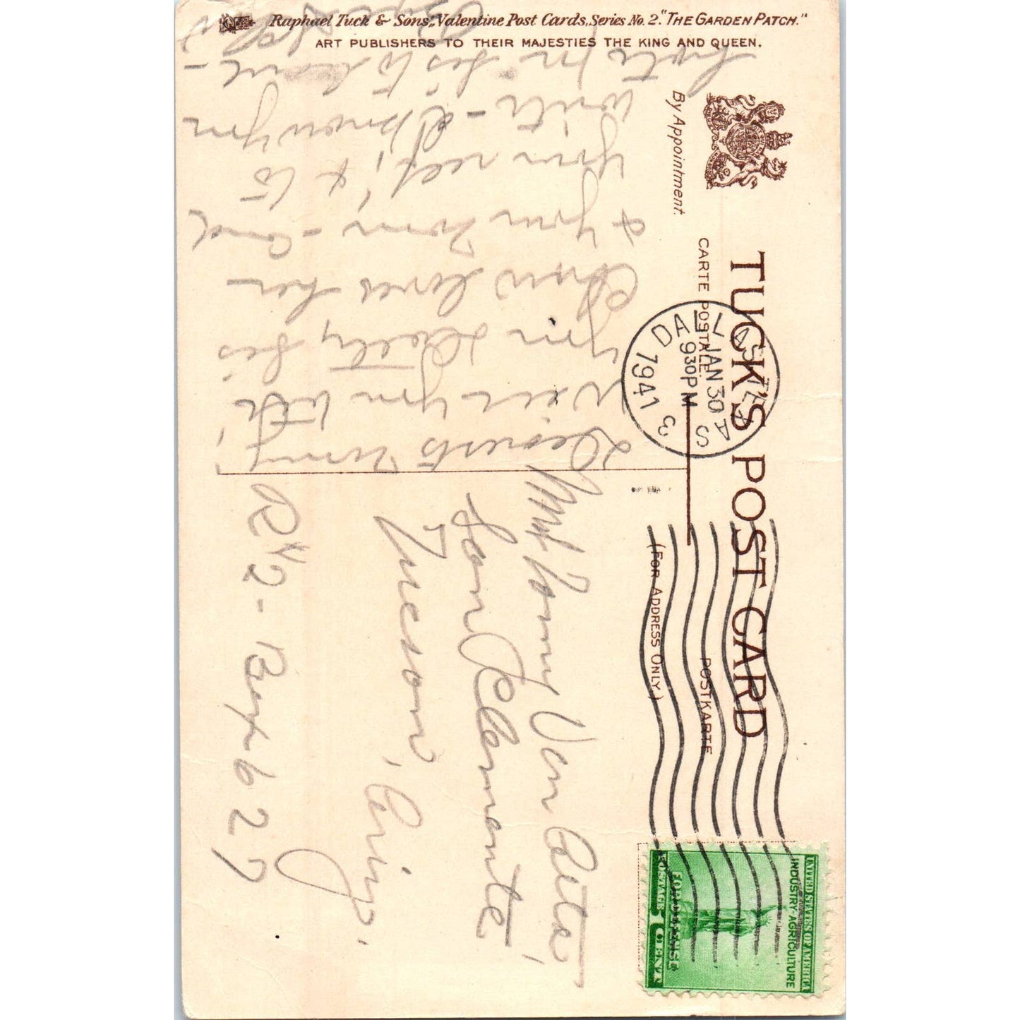 Vegetable People Happy Pear E. Curtis Raphael Tuck Original Postcard TK1-P14