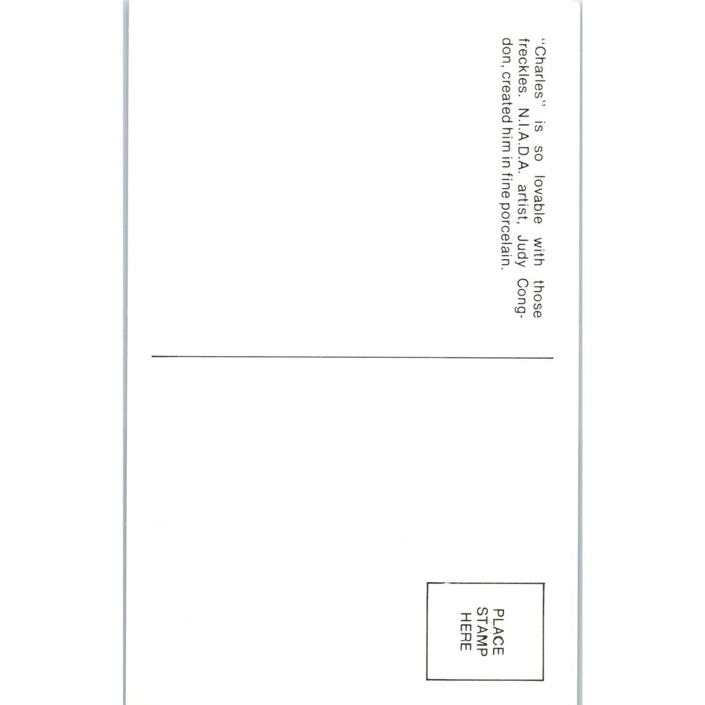 Fine Porcelain Charles Doll N.I.A.D.A. Judy Congdon Original Postcard PB7