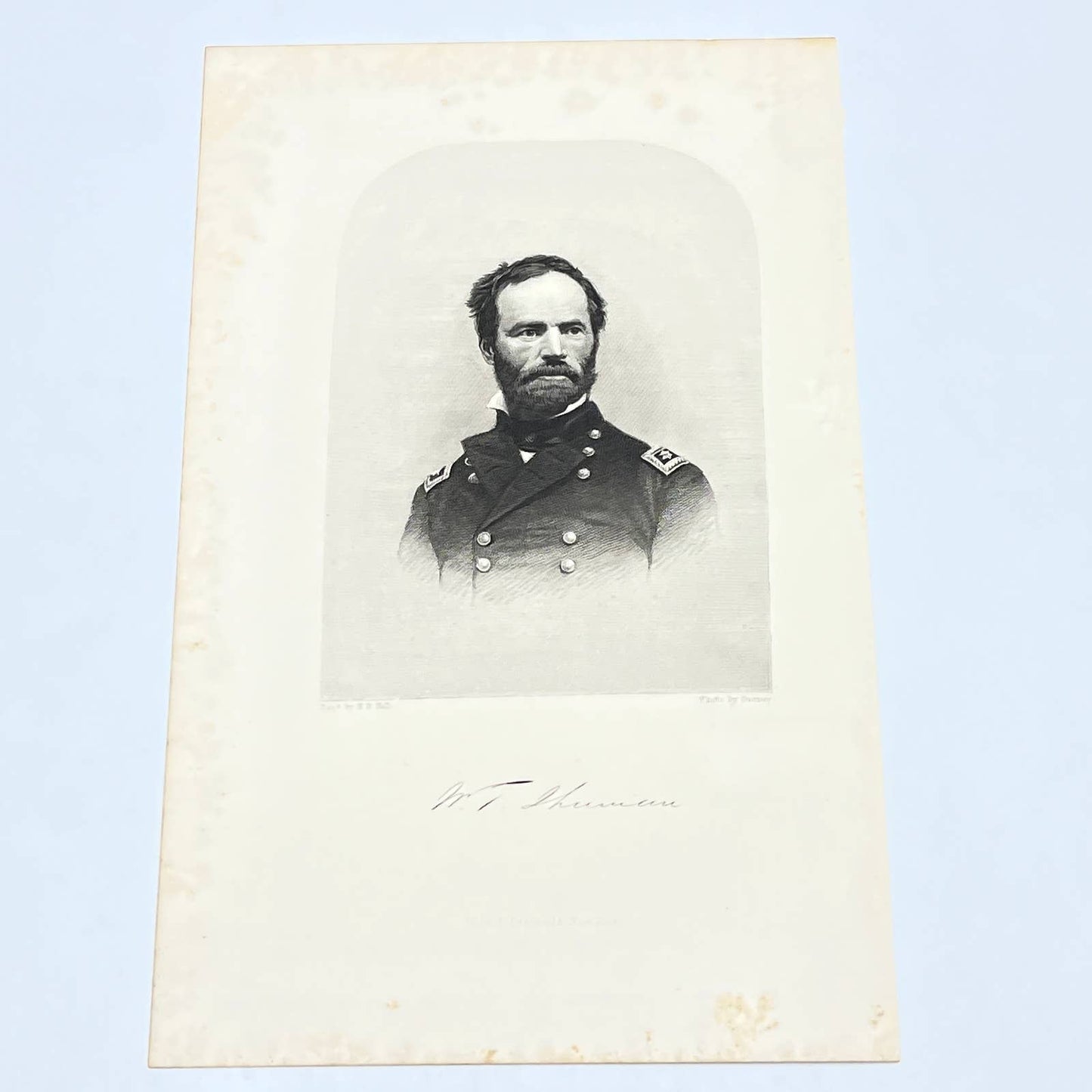 1867 Original Art Engraving - Union General William Tecumseh Sherman 9x5" AC3-5