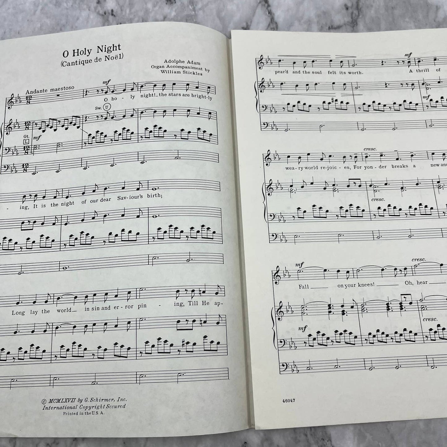 Cantique de Noel O Holy Night Vintage Adolphe Adam Voice Piano Sheet Music TI1