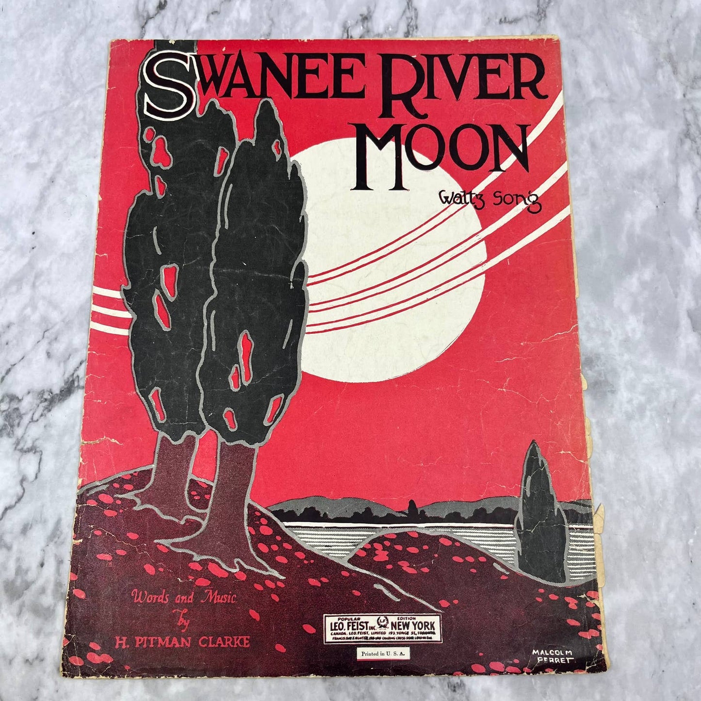 1921 Swanee River Moon - H Pitman Clarke - Vintage Sheet Music TI1