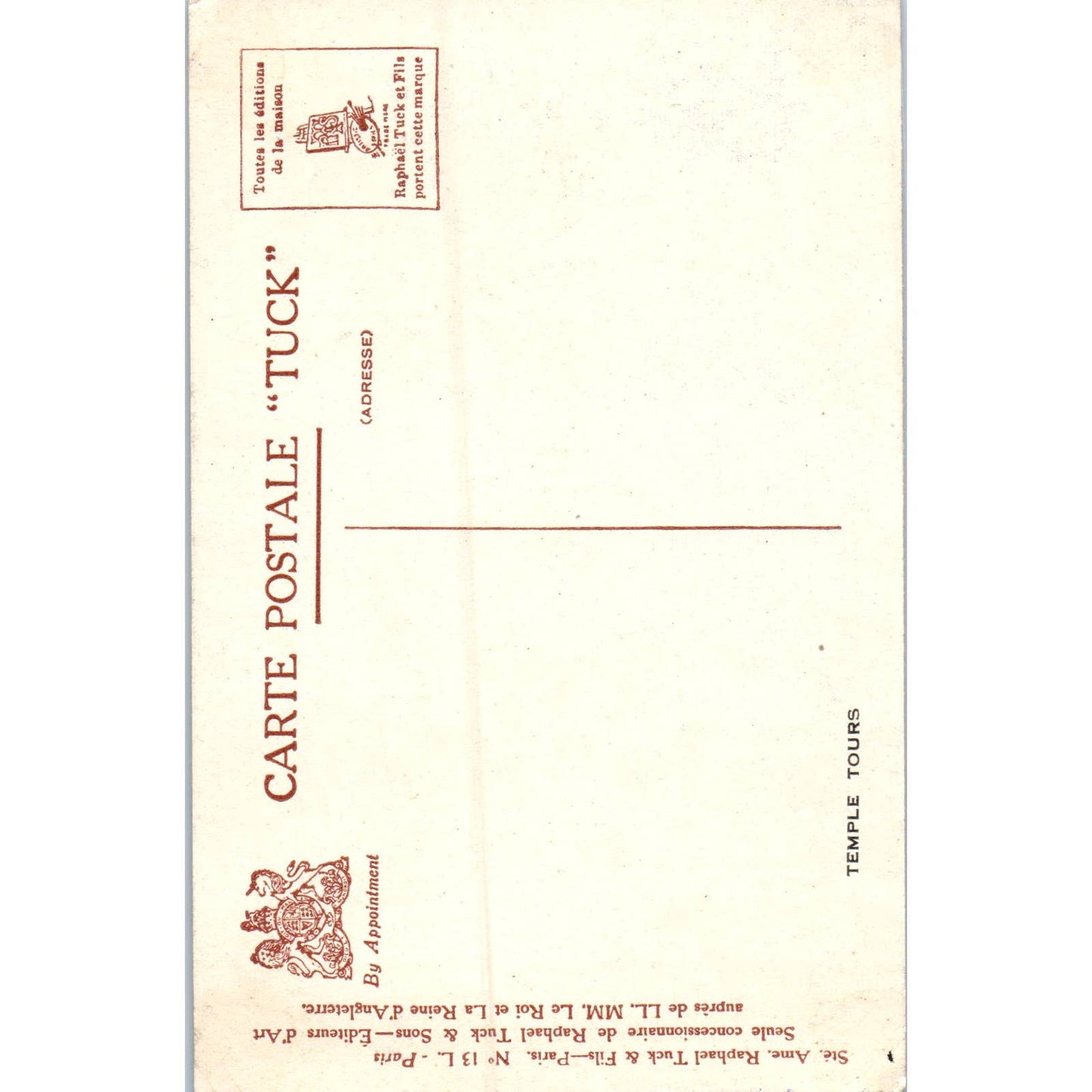 Eiffel Tower Paris France Raphael Tuck Original Postcard TK1-P17